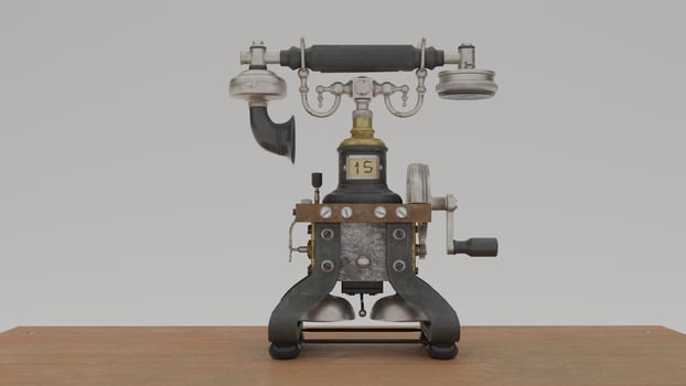 A 3d model of a telephone on a table photo