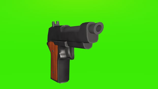 A gun on a green screen with a green background photo