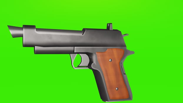 A gun on a green screen with a green background photo