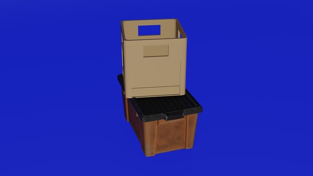 A cardboard box on top of a wooden box photo