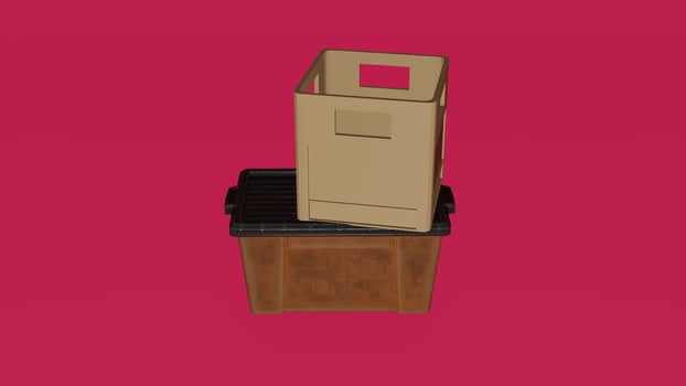 A cardboard box with a lid on top of it photo
