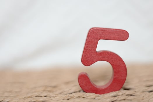 Close-up wooden figure number on a white blurred background photo