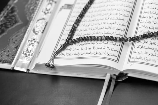 Koran - holy book of Muslims,black and white style photo