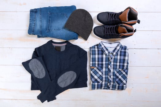 Overhead view of woman's casual outfits photo