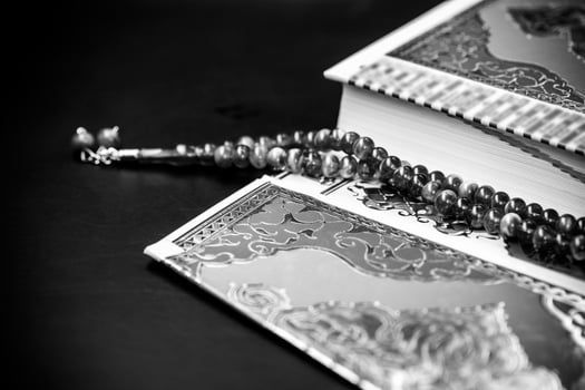 Koran - holy book of Muslims,black and white style photo