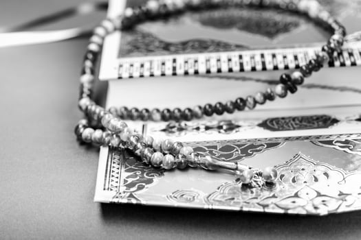 Koran - holy book of Muslims,black and white style photo