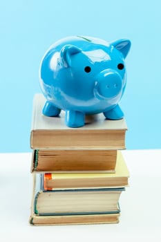 Blue piggy bank or money box photo