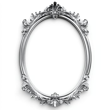 An ornate silver frame on a white background photo