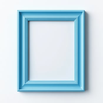 Blue wooden frame on white background photo