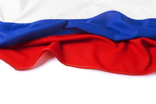 close up shot of wavy flag of Russia photo