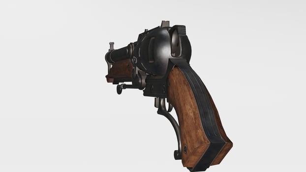 A gun with a wooden handle and a wooden stock photo