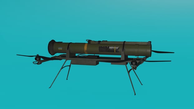 A 3d model of a gun on a stand photo