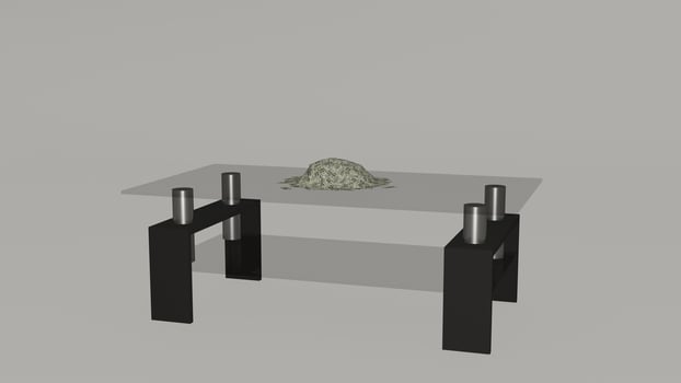 A 3d model of a coffee table with a green plant on top photo