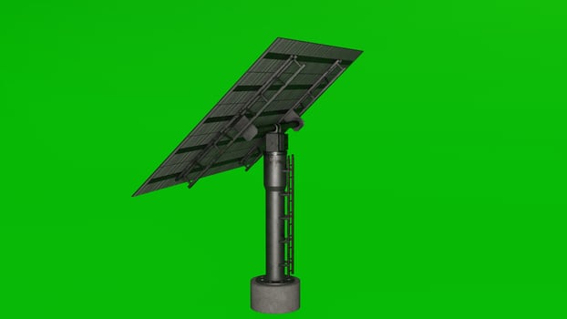 A solar panel on a pole in front of a green screen photo