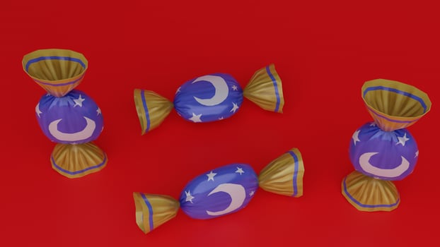 Three candy candies with stars and moon on them photo