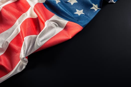 American flag on dark background photo