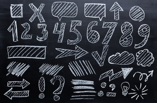 hand drawn infographic design elements on chalkboard for your design photo