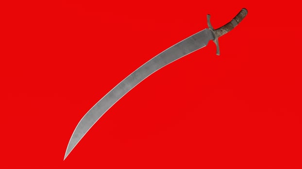 A large sword on a red background photo