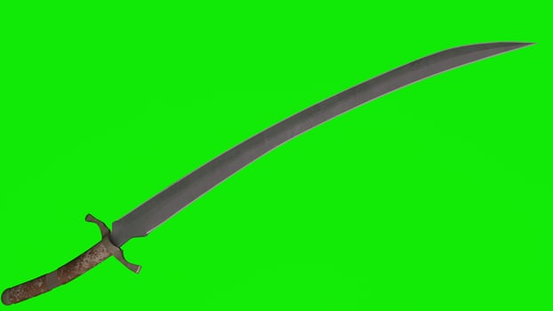 A sword on a green screen photo
