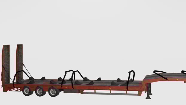A flatbed trailer with a flatbed trailer attached to it photo