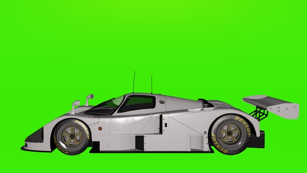 A racing car on a green screen photo