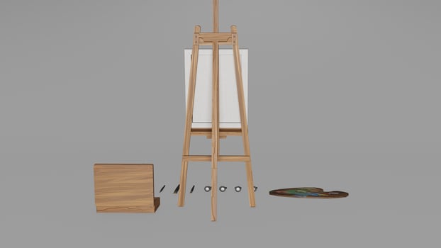 A wooden easel with a paintbrush and a paintbrush photo