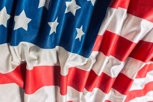Closeup of ruffled American flag photo