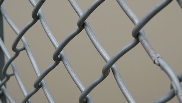 Industrial park Metal chainlink fence for security photo
