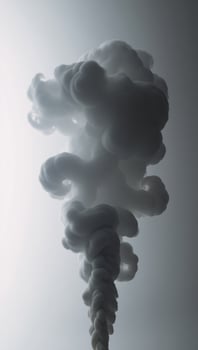 Dramatic billowing grey smoke contrasted against bright white backdrop creates an ethereal ambiance photo