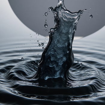 Isolated black water splash against a transparent background photo