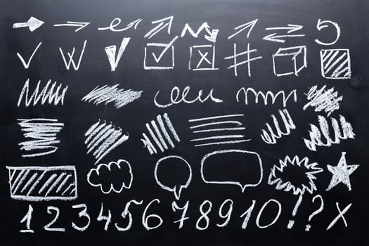 hand drawn infographic design elements on chalkboard for your design photo