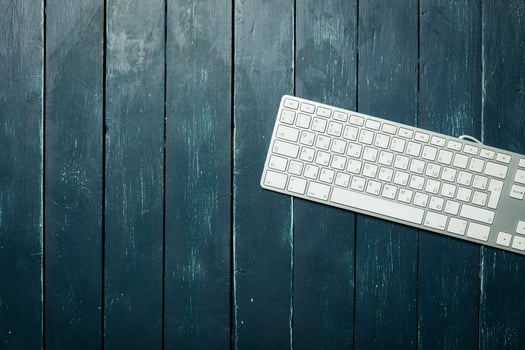Working place on wooden table photo