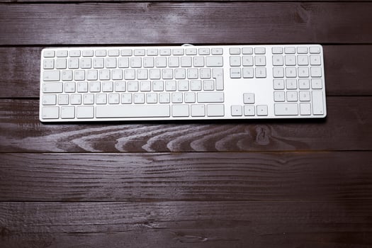 Working place on wooden table photo