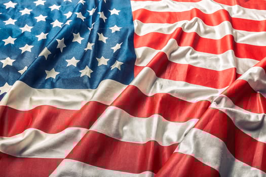 Closeup of ruffled American flag photo