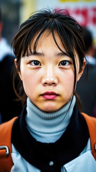 young woman's serious gaze photo