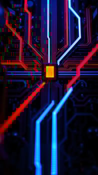 abstract circuitry with red blue lines photo
