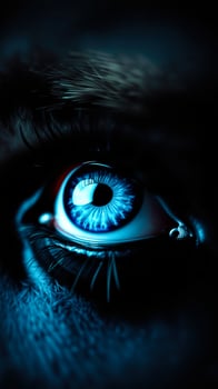 close- a bright blue eye photo
