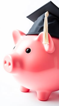 pink piggy bank wearing a graduation cap photo