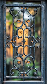 Wrought iron gate showing intricate metalwork detail photo