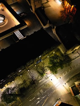 Aerial View of Illuminated Central Bedford City of England United Kingdom During Night. April 5th, 2024, High Angle Footage Was Captured after Sunset and Beginning of Night with Drone's Camera photo