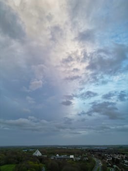 Aerial View of Bedford City of Bedfordshire, England UK During Windy and Cloudy Day. April 5th, 2024. High Angle Footage Was Captured with Drone's Camera. photo