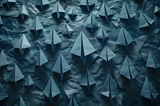 Origami Paper Boats on Crumpled Background for Artistic Design photo