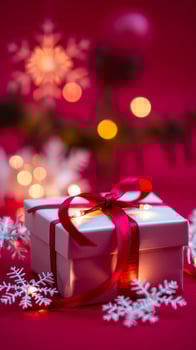 wrapped gift box with festive decor photo