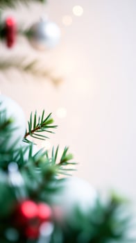 close- a decorated evergreen tree photo