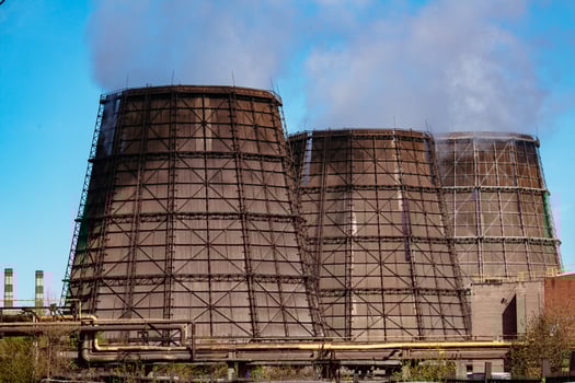 Cooling towers of metallurgical factory photo