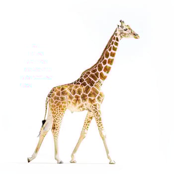 A giraffe walking on a white background photo