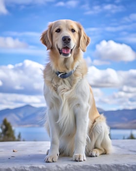 Adorable Golden Retriever at Outdoor photo