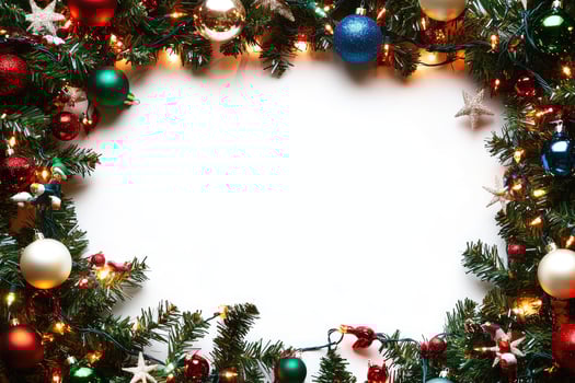 Festive Christmas Garland with Lights and Ornaments photo