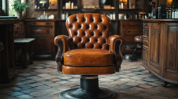 Vintage Barber Chair in Retro Barbershop, Classic Style photo