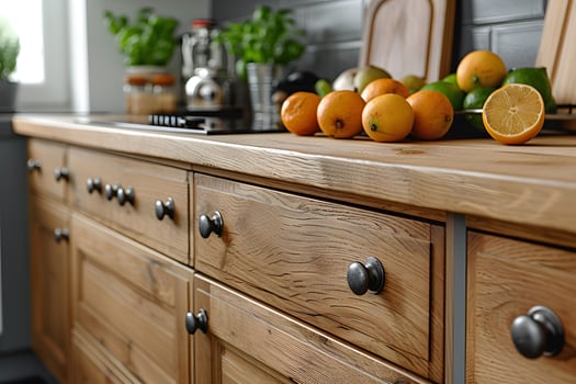 Rustic Kitchen Counter with Fresh Citrus Fruits for Design Inspiration photo